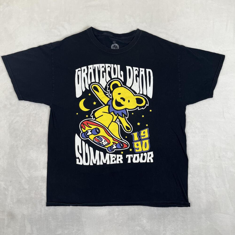 Grateful Dead Summer Tour T-Shirt Mens Large Black 1990 Skating Bear Retro VTG